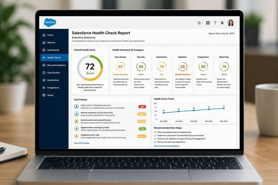 Salesforce Health Check Report dashboard
